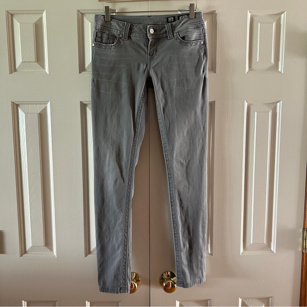 Y2K Miss Me Grey Low Rise Skinny Jeans